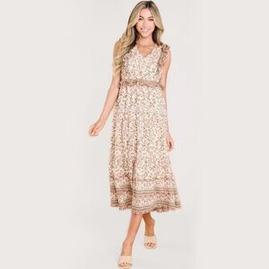 By The River Ruffle Midi Dress, NWT